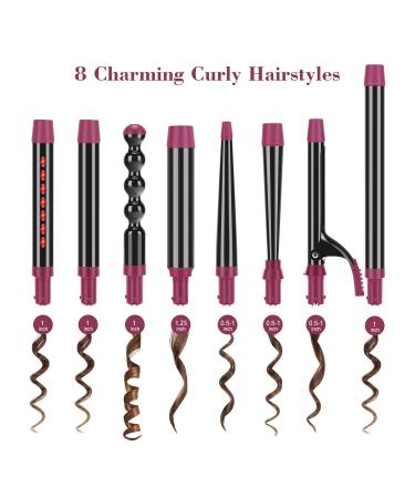IG INGLAM 8-in-1 Curling Iron Wand Set - Professional Hair Curler with 8 Ceramic Barrels Fast Heat & Adjustable Temp for All Hair Types - Rock Grey & Purple - Buy Online on GoSupps.com
