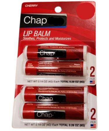 4 Stick Pack of Cherry Lip Balm Medium red ChapIcee