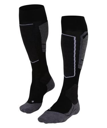 Falke women Sk4 Ski socks very light upholstery anti-bubbles thin ski lumps for skiing breathable fast-drying climate-regulating odor-controlling wool function material 1 pair 41-42 black (black mix 3010)