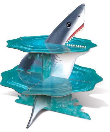 Shark Party Decorations - Shark Cupcake Stand with Shark Cupcake Topper Fin Picks - Shark Party Supplies for Your Shark Themed Birthday Party School Party Undersea Party - Buy Online on GoSupps.com
