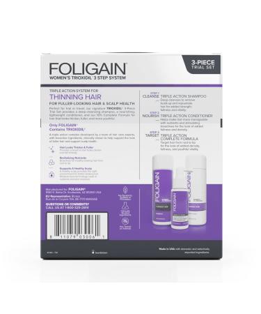 Foligain Triple Action Hair Care System for Women - Revitalizing Products for Thinning Hair - 3 Piece Travel Set - Buy Online on GoSupps.com