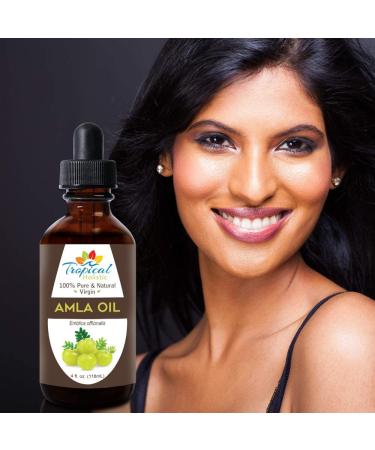 Tropical Holistic 4 oz Amla Oil - 100% Pure & Unrefined Indian Gooseberry Oil - Organic, Non-GMO - For Healthy Beard, Scalp & Split Ends - Buy Online on GoSupps.com