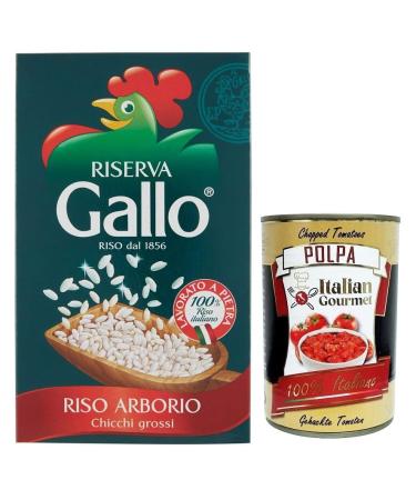 Italian Gourmet E.R. Gallo Riso Arborio Riserva 100% Italian rice cooking time 15 minutes 1 kg pack + Italian Gourmet Polpa di Pomodoro 400 g