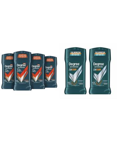 Degree Men Antiperspirant Deodorant Adventure Freshness 2.7 Oz (Pack of 4) and Advanced Everest Antiperspirant Deodorant 2 Count 72-Hour Sweat and Odor Protection
