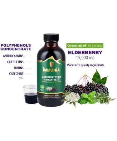 Immunia Elderberry Syrup Helps Strengthen The Immune System. Elderberry Concentrate with Elderflower Thyme and Peppermint. No Sugar Added. Delicious Taste. 24 Days/Bottle. (1-Pack) 1 Count (Pack of 1) - Buy Online on GoSupps.com