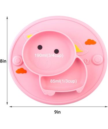 Qshare Toddler Plates - BPA-Free Silicone Suction Plate for Kids - Dishwasher & Microwave Safe - PigPink/DuckCyan - Buy Online on GoSupps.com