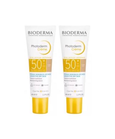 Photoderm | Cr me SPF50+ | Sun Active Defense | Multi-Resistant & Tol rant | Teinte Claire | Tr s Haute Protection | Peaux Sensibles & S ches | Fabriqu en France | Lot de 2x40mL