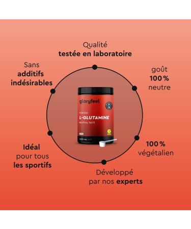 L-GLUTAMINE Powder 600 g 5000 mg High Dosed 100% Pure Bioactive Glutamine Essential Amino Acid Neutral Taste Vegan No Additives and Laboratory Tested Premium Quality gloryfeel - Buy Online on GoSupps.com