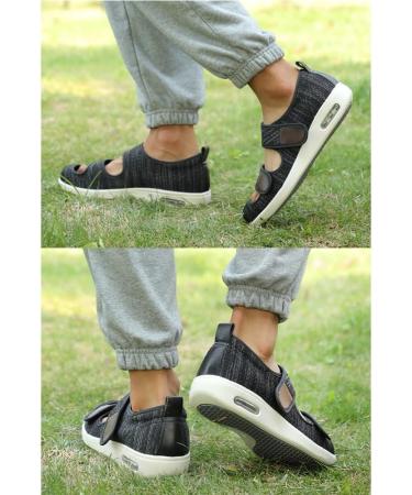 Women's Diabetic Sandals - Adjustable Comfy Slippers for Swollen Feet | Extra Wide Summer Walking Shoes for Edema Plantar Fasciitis Bunions & Arthritis - Dark Gray Size 12 - Buy Online on GoSupps.com