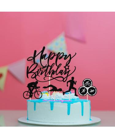 Triathlon Cupcake Toppers Sports Theme Cycling Cupcake Picks Swimming Cake Topper Running Cupcake Topper Party Decotation Supplies - Buy Online on GoSupps.com