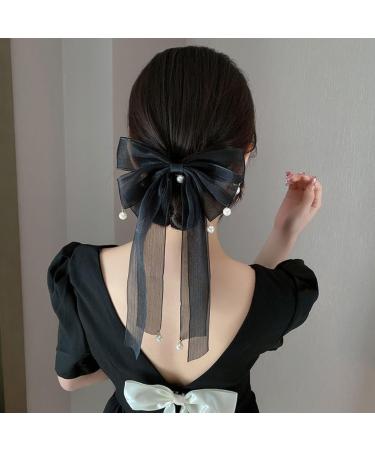 Large Bow Hair Clip Hair Bows Clip Women's French Hair Clips Fabric Hair Bow Knot Hair Clips for Wedding Party Party and Other Occasions Black - Buy Online on GoSupps.com