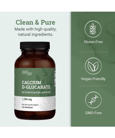 Earth Harmony Calcium D-Glucarate 1200mg - Advanced Detoxification Support & Double The Strength of Calcium D Glucarate 500mg - 120 Capsules (2-Month Supply) - Buy Online on GoSupps.com