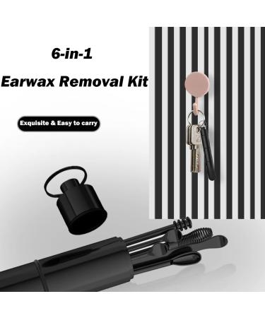 6 Pcs Ear Cleaner Wax Removal Tool Kit with Key Ring - Cylinder/Black | Ear Pick Earwax Removal Set - Buy Online on GoSupps.com