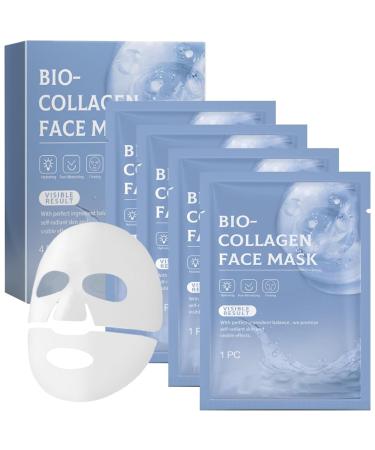 Bio-Collagen Real Deep Mask 4PCS Masque Collagene Visage Cor en Hydratant Anti- ge Mask Collagen Korean Bio Collagen Overnight Mask Collag ne Masque Soluble pour les Peaux S ches Ternes