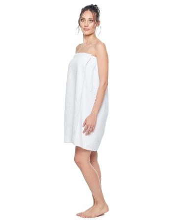 Arus Women's GOTS Certified Organic 100% Turkish Terry Cotton Adjustable Closure Bath Wrap Medium White White Medium
