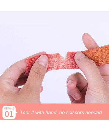 Self Adhesive Bandage Wrap - 10 Rolls Compression Wrap for Athletes | Elastic Fixation Bandage for Wrist & Ankle | Prevent Calluses | 0.98"x78.74" (Orange - Buy Online on GoSupps.com