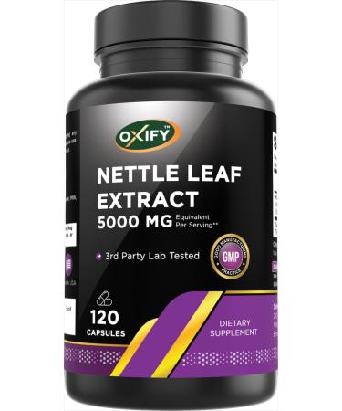 Oxify Nettle Leaf Extract 5000 mg | 120 Capsules | Gluten-Free Non-GMO | Supplement Made in USA