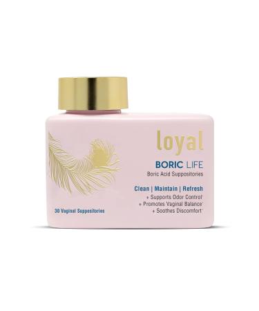 Loyal Boric Life - Boric Acid Vaginal Suppositories - 600mg - Supports Odor Control - Promotes Vaginal Balance - Soothes Discomfort - Made in USA - 30 Count