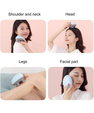 Layhou Electric Scalp Massager - Wireless Head Massage Device with 4 Kneading Heads for Stress Relief - Portable Blue Handheld Massager for Muscles Back Shoulders and Calves - Buy Online on GoSupps.com