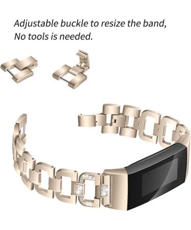 Hopply Compatible with Fitbit Charge 3 / Charge 4 Bands for Women Replacement Metal Charge 3 hr Strap Band with Bling Rhinestone Bangle for Fitbit Charge 4 Special Edition (Champagne Gold) - Buy Online on GoSupps.com