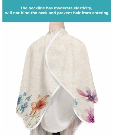Shop Botanical Flower Barber Cape - Adjustable Hair Cutting Cape for All Ages | Colorful Spring Design | 55x63 Inch Lilac Linen - Buy Online on GoSupps.com