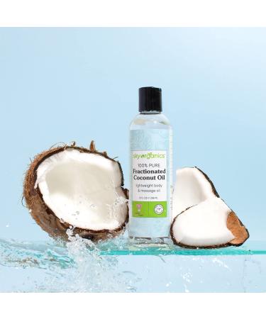 Sky Organics Fracionated Coconut Oil 100% Pure - 8 fl. Oz - for Body & Face | Condition, Soften & Smooth - Buy Online on GoSupps.com