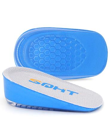 SQHT Heel Lift for Achilles Tendonitis, Heel Pain and Leg Length Discrepancy, Shoe Inserts for Men and Women (Blue&Beige, Small (1.4" Height)) Blue&beige Small-1.4 Inch (Pack of 2)