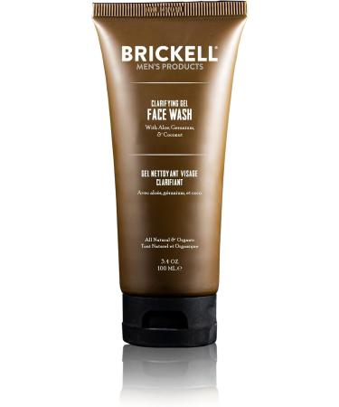 Brickell Men's Clarifying Gel Face Wash for Men Natural and Organic Rich Foaming Daily Facial Cleanser Formulated With Geranium - 3.38 Oz
