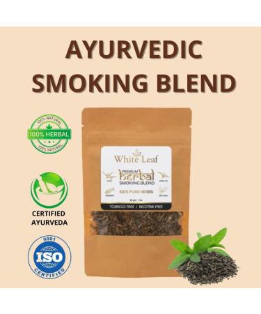 White Leaf 100% Natural Flavour Herbal Smoking Blend 1oz - Tobacco & Nicotine Free with Wooden Royal Black Pipe - Buy Online on GoSupps.com