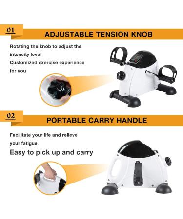 GOREDI Pedal Exerciser Stationary Mini Exercise Bike - LCD Display, Seniors Arm/Leg Exercise - White - Buy Online on GoSupps.com