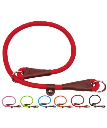 MayPaw Slip Collar Nylon Rope Choke Collar for Dog Training- No Pull Round Martingale Dog Collar for Small Medium Large Dogs 24" x 1/2" Red
