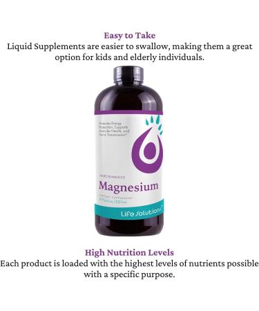 Life Solutions Liquid Magnesium - High Absorption Liquid Magnesium Citrate Supplement for Muscle Relaxation Sleep Support & Stress Relief 8 Floz - Easy to - Buy Online on GoSupps.com