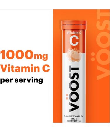 Voost Vitamin C with Zinc & Electrolytes 1000mg | Immune Support Effervescent Tablet | No Sugar & Low Calorie | Blood Orange Flavor - 40 Count - Buy Online on GoSupps.com
