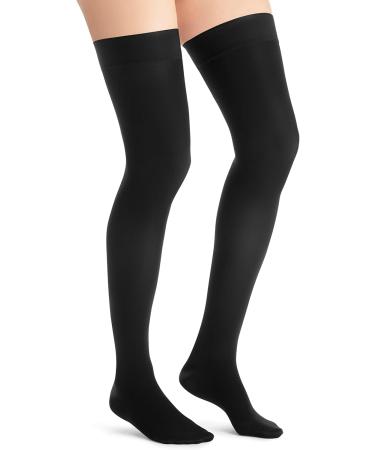 Women's Ultrasheer 30-40 mmHg Thigh High Support Socks | Extra Firm | Lace Silicone Top Band | Medium Size | Suntan Color | International Shipping - Buy Online on GoSupps.com