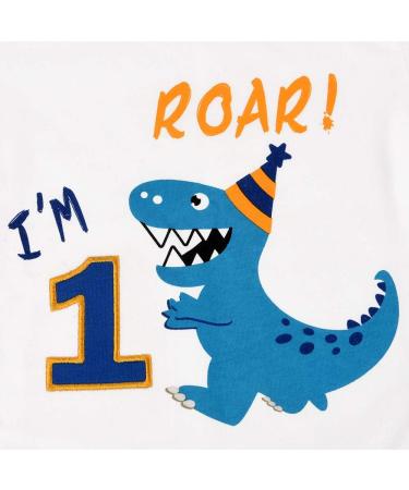 Dinosaur Birthday T-Shirt - Baby Boys Birthday Party Supplies - Size 90 White - Buy Online on GoSupps.com