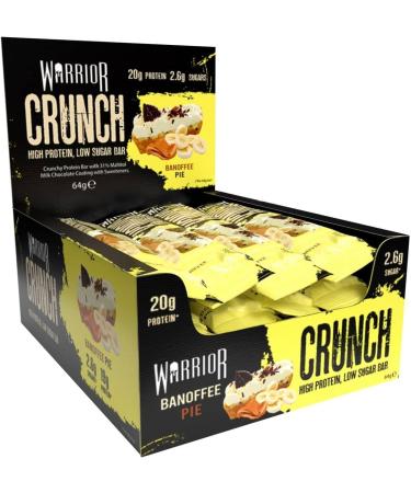Warrior Crunch Protein Bars, Banoffee Pie 12 x 64g – High Protein Snacks (20g), Low Sugar, Low Calorie Snack Bar, Guilt-Free On-the-Go Treats, Multipack Diet Bars for Weight Loss