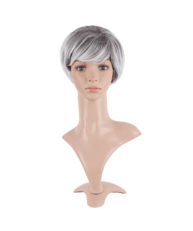 MapofBeauty stylish hair mixed grey with white Short Natural Curly Wigs Synthetic Replacement Women Wigs - Buy Online on GoSupps.com