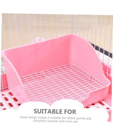 HAPINARY Box Rabbit Potty Bunny Litter Cat Litter Pan Hamster Toilet Corner Pet Litter Pan Plastic 28x23cm Pink - Buy Online on GoSupps.com