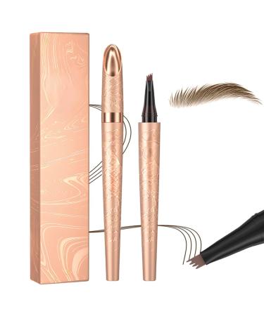 3D Microblading Eyebrow Pencil Waterproof, with 4 Fork Tip for Natural Eyebrows, Precise Pencil for Women and Beginners, Long Lasting for Daily Use (Light Brown)