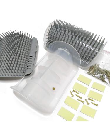 Yuntop 2 Pack Softer Cat Corner Self Groomer with Catnip - Wall Corner Massage Comb and Scratcher for Pet Grooming - Gray - Buy Online on GoSupps.com
