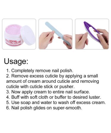 3Pcs Nail Art Buffing Cream Set for Professional Salon or Home Manicure - Buy Online on GoSupps.com