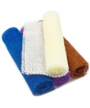Saijer network bathing sponge 4 pieces bathing towel African long network bath sponge shower shower body scrubber back scrubber skin smooth body peeling network for skin care bathroom (4 colors) - Buy Online on GoSupps.com