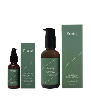 KRETE Hydrating Face & Body Serum for Men Head-to-Toe Bundle - Moisturize Smooth Hydrate & Protect Your Skin In 30-Seconds Oil-Free All Skin Types with Apple Stem Cell Extract & Hyaluronic Acid Face Serum + Body Serum