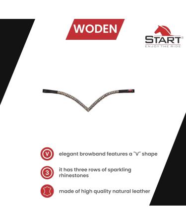 Buy Start Wodenhringriemen Horse Glitter Headband | Leather Diamond Stirrup Straps for Warmblood Thoroughbred & Pony - Full Black/Shimmering - Buy Online on GoSupps.com