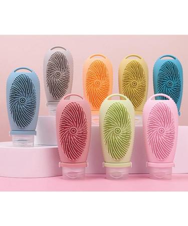 AuntYou Silicone Travel Refillable Bottle Set with Cleansing Brush - Portable Shampoo and Lotion Containers A Grayish Yellow - Buy Online on GoSupps.com