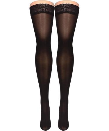 Truform Sheer Compression Stockings for Women - 30-40 mmHg Thigh High Length 30 Denier Black X-Large - Best for Daily Wear & Travel - Buy Online on GoSupps.com