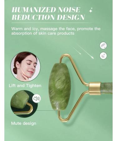 Natural Jade Roller & Gua Sha Set - Reduce Wrinkles Puffiness & Tighten Skin - Buy Online on GoSupps.com