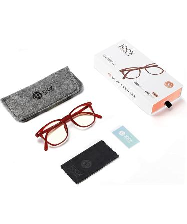 JOOX Square Blue Light Blocking Reading Glasses | Burgundy Spring Hinge Readers | 1.5x Magnification for Women and Men - Buy Online on GoSupps.com