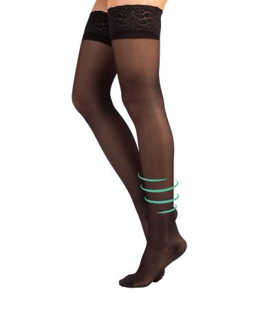 MEDICAL SUPPORT HOLD UP | 15-21 mm/Hg GRADUATED COMPRESSION STOCKING | S M L XL | BLACK SKIN | MADE IN ITALY | S Black