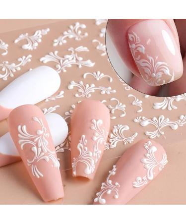 4 Sheets 5D Flower Nail Art Stickers - Self-Adhesive Retro Floral Lace Decals for DIY Manicure | Acrylic Nail Decorations for Women & Girls - Buy Online on GoSupps.com